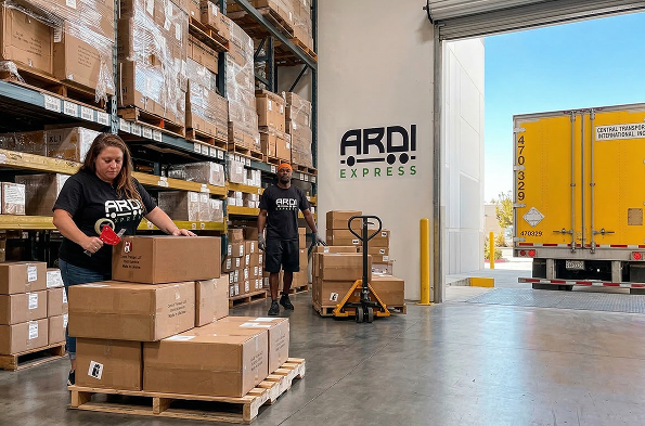 ARDI Express warehouse workers prepping inventory